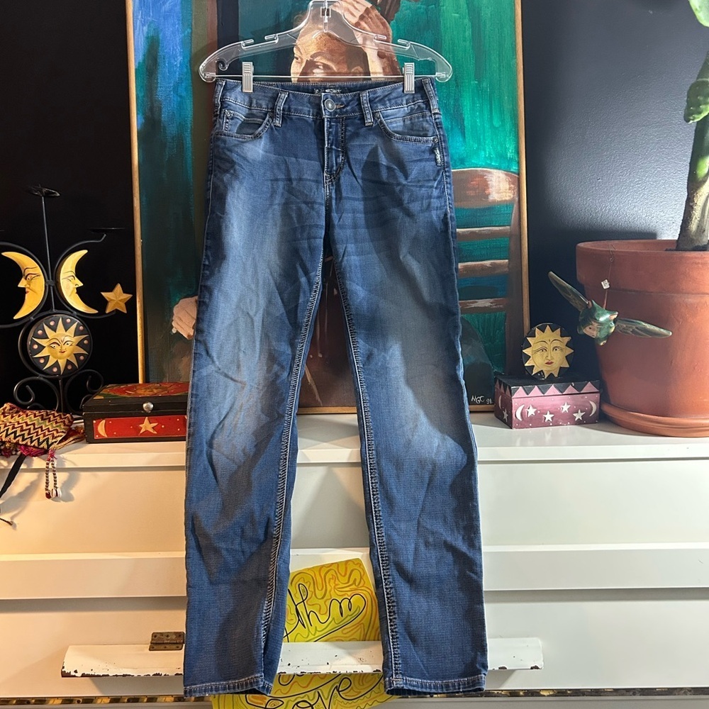 Silver Jeans Women's Blue Stretchy High Skinny Jeans 30”X31”